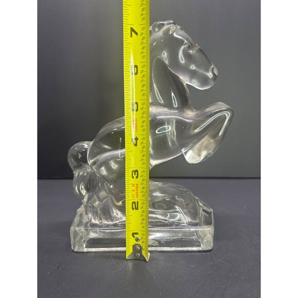 Vintage L.E. Smith Glass Rearing Horse Bookends Heavy Clear Figurine 7" Tall MCM - Picture 7 of 9